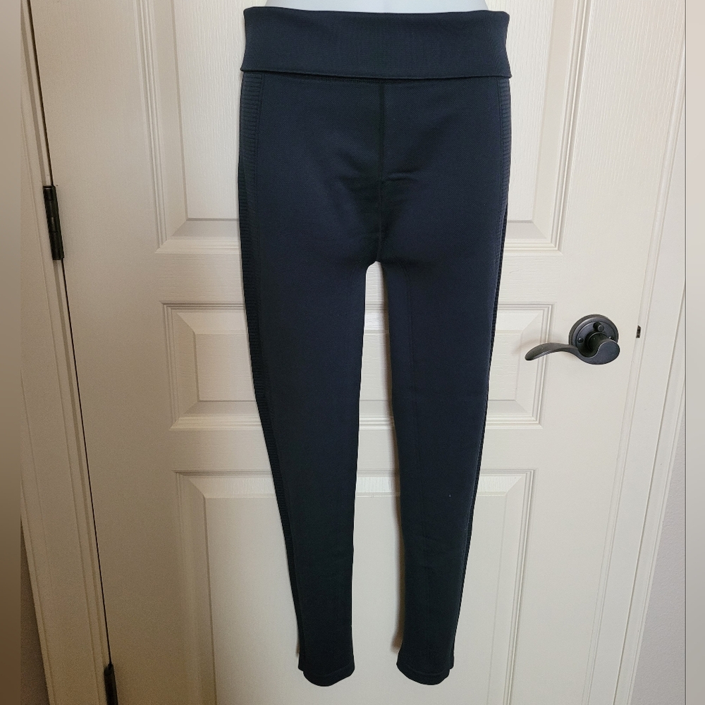 Tangerine Fold Over Band Compression Leggings, Navy Blue, Sz L, Like New
